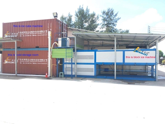 Automatische commerciële ijsmachine met rechtstreeks koelblok, in containers geplaatst 10 ton
